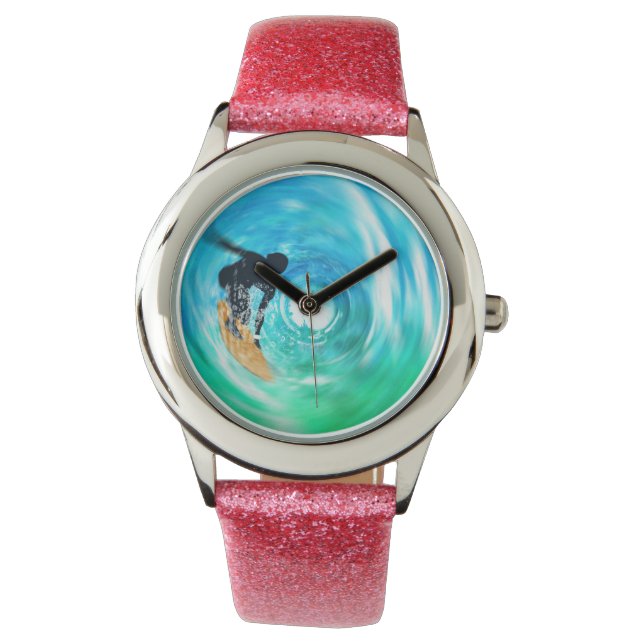 Blaue Abstrakte Silhouette-Armbanduhren Armbanduhr (Vorderseite)