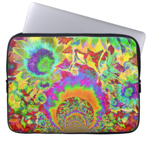 Blaue abstrakte Sonnenblumenblume Aquarellmalerei Laptopschutzhülle