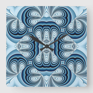 Blaue Abstrakte Spiegel Quadratische Wanduhr