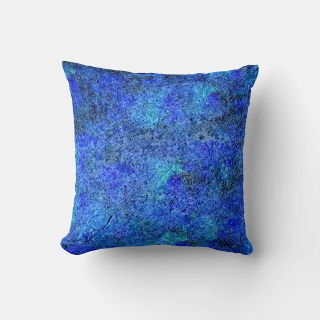 Blaue Abstrakte Steinmalerei - Abstrakte Kunst Kissen (Vorderseite)