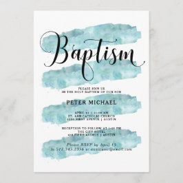 Blaue Abstrakte Streifen| Aquarelltaufe Einladung