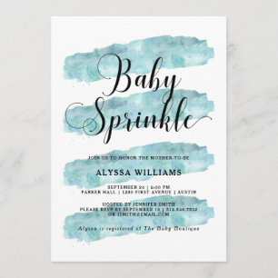 Blaue Abstrakte Streifen  Wasserfarben-Babysprinke Einladung
