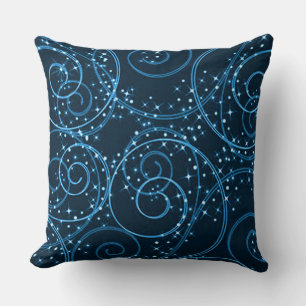 Blaue Abstrakte Twinkling Stars Swirl Kissen Kisse
