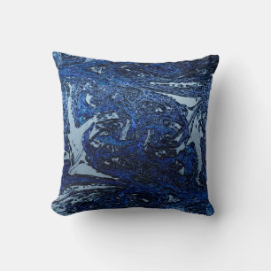 Blaue Abstrakte Welle Spritzer Coole Urbane Kunst Kissen