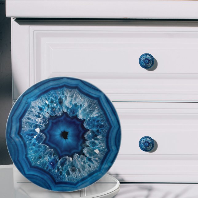 Blaue Achat-Geode Keramikknauf (Von Creator hochgeladen)