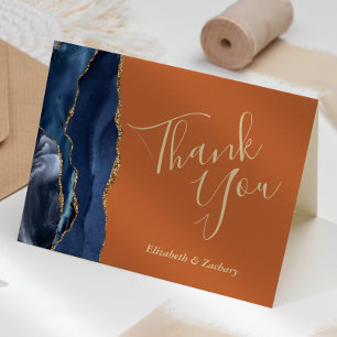 Blaue Achat-Gold-Rost-Hochzeit Danke Karte