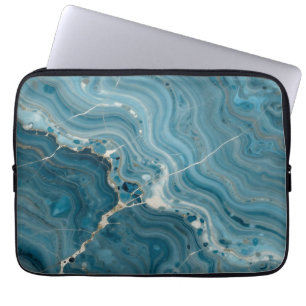 Blaue Achat-Goldader-Marmor Laptopschutzhülle