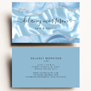 Blaue Achat-Silber-Glitter-Luxus Visitenkarte