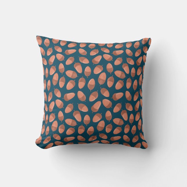 Blaue Acorn-Muster Kissen (Vorderseite)