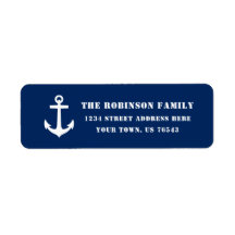 Blaue Adresse des Ankerschiffs der Nautischen Mari