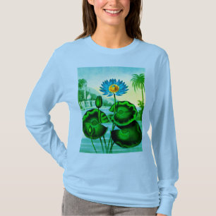 Blaue ägyptische Wasserlilie / Lotus Illustration T-Shirt