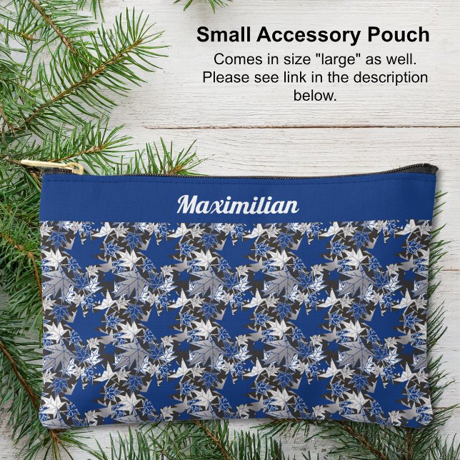 Blaue Ahorn-Blätter - KLEINER Zubehörbeutel Zubehörtasche (Blue Maple Leaves - SMALL Accessory Pouch by The Canadian Outpost shop)