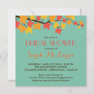 Blaue Ahornblätter fallen Brautparty-Einladung Einladung