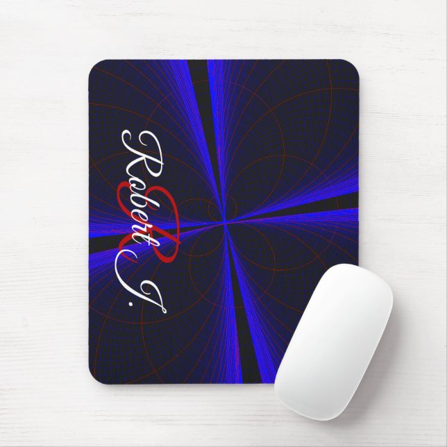 Blaue Akzent-Kleeblatt-Geometrie-Mauspad Mousepad (Mit Mouse)