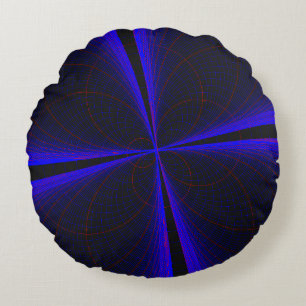 Blaue Akzente, geometrische Rundkissengeometrie am Rundes Kissen