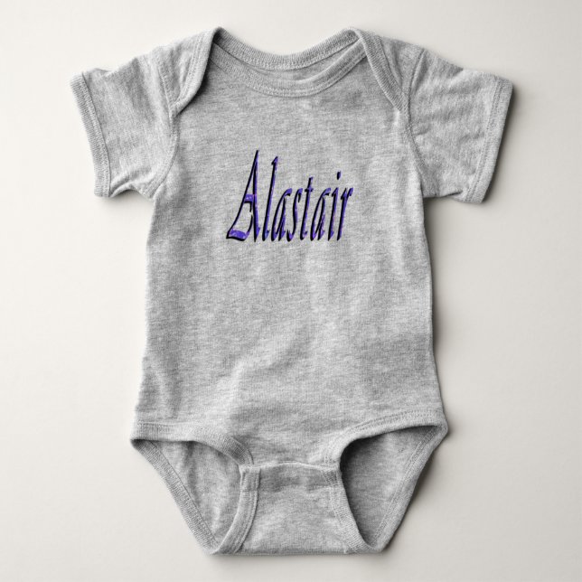 Blaue Alastair-Bezeichnung Baby Strampler (Vorderseite)