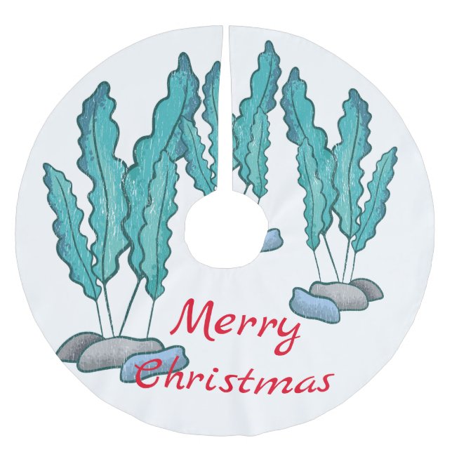Blaue Algen Thunder_Cove Polyester Weihnachtsbaumdecke (Vorderseite)