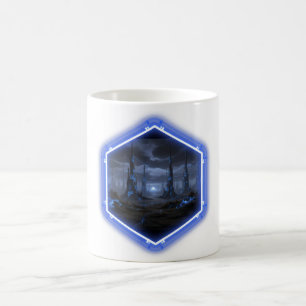 Blaue Alien-Landschaft mit Mandelbrot - Kaffeetasse