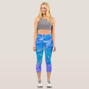 Blaue Alkoholfarbe Capri Leggings