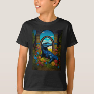 Blaue Alligator-Fantasy-Kunst T-Shirt