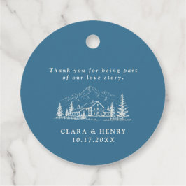 Blaue Alpine-Winter-Hochzeitsgeschenkanhänger Geschenkanhänger