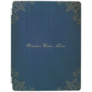 Blaue alte Antike vergoldete Bucheinband iPad Hülle
