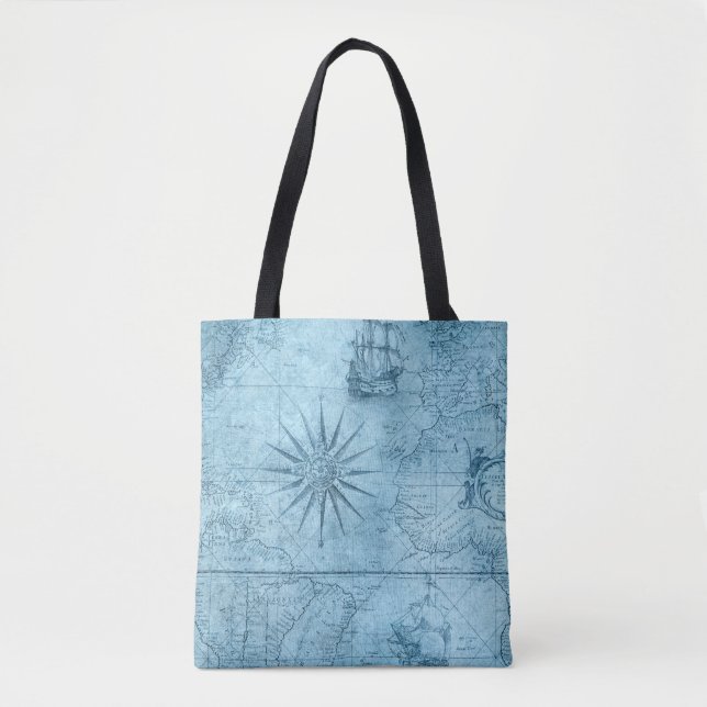 Blaue alte Weltkarte (Vorderseite)