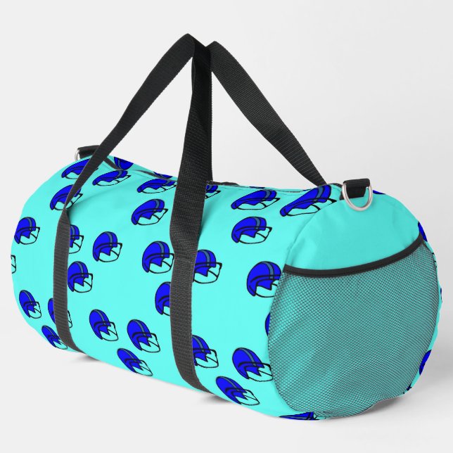 Blaue American Football-Helmstruktur Duffle Bag (Rechte Ecke)