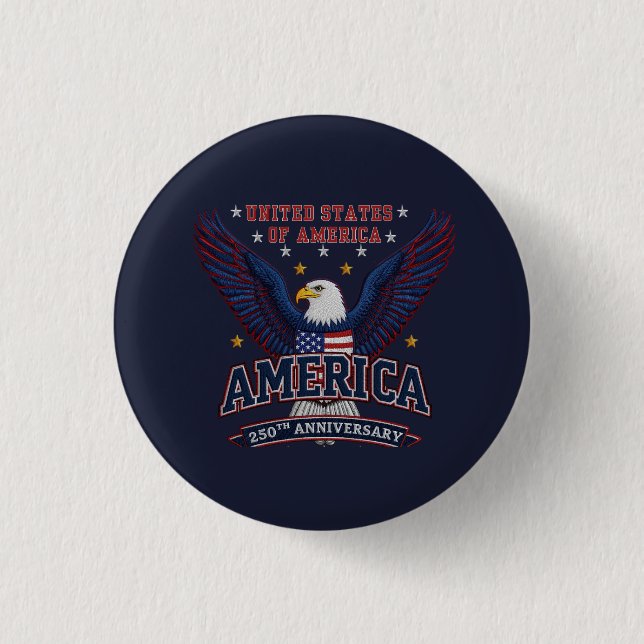 Blaue Amerika 250-Jahr-Feier Semiquincentennial Button (Vorderseite)