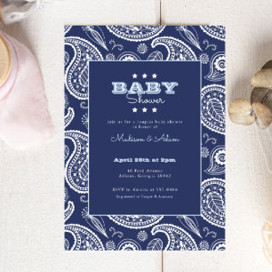 Blaue amerikanische Bandana-Baby-Party Einladung