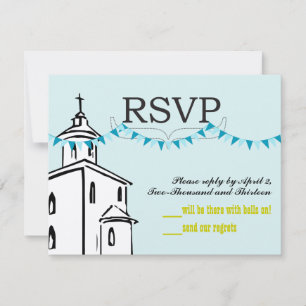 Blaue Ammer Christliches Kreuz auf Kirchturm Kapel RSVP Karte