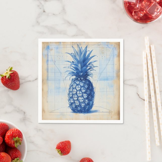 Blaue Ananas Grafik Serviette (Beispiel)