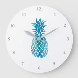 Blaue Ananas Große Wanduhr