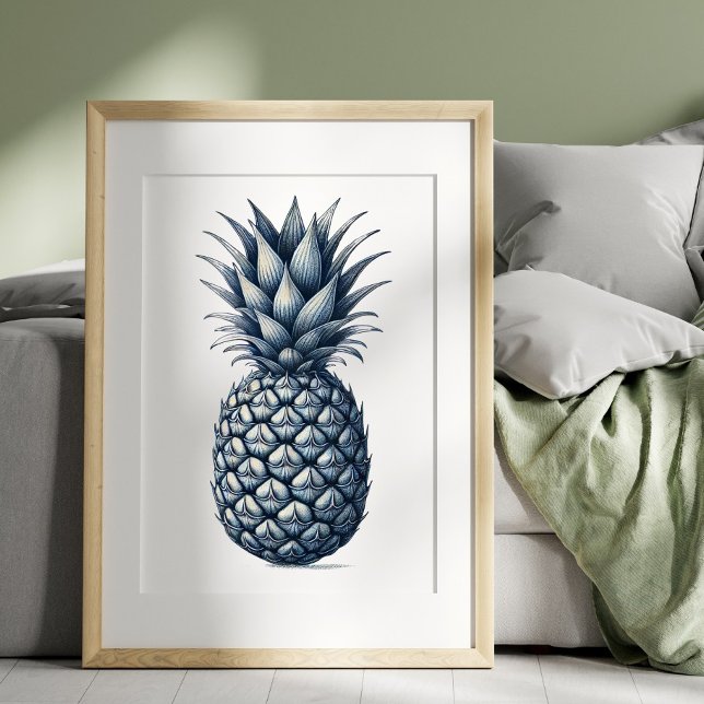 Blaue Ananas Illustrierte Printwerbung Kunst Poster (Von Creator hochgeladen)