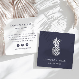 Blaue Ananas Mitternacht Quadratische Visitenkarte