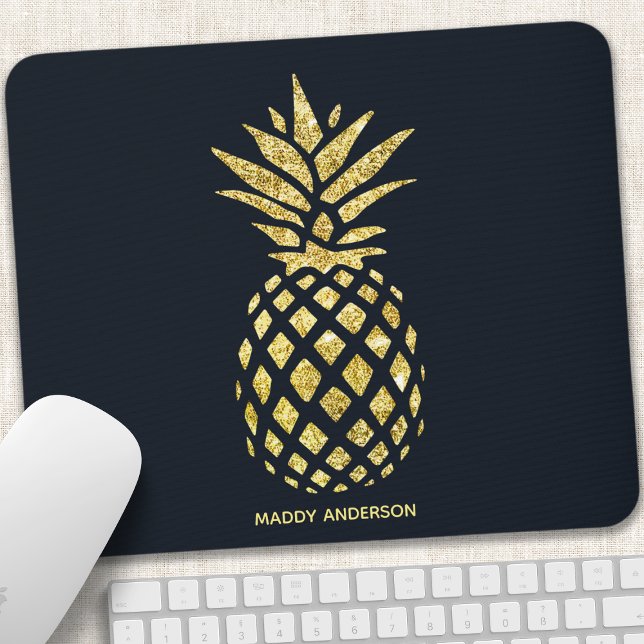Blaue Ananas-Monogramm Mousepad (Von Creator hochgeladen)