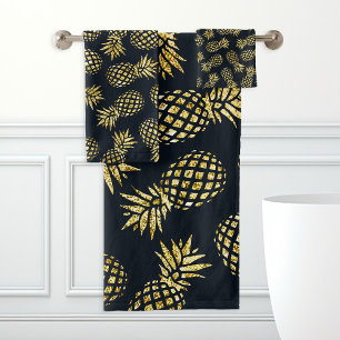 Blaue Ananas-Muster Badhandtuch Set
