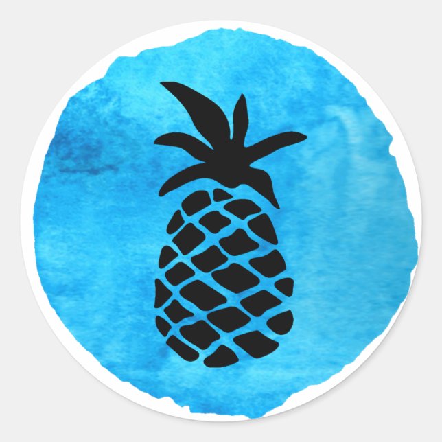 Blaue Ananas Runder Aufkleber (Vorderseite)