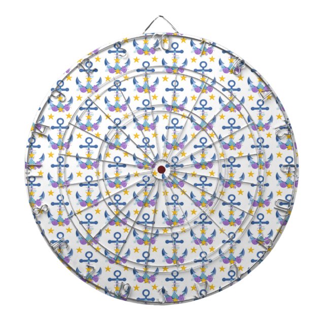 Blaue Anchor Lila Seashells Gelber Seestern Dartscheibe (vorne)