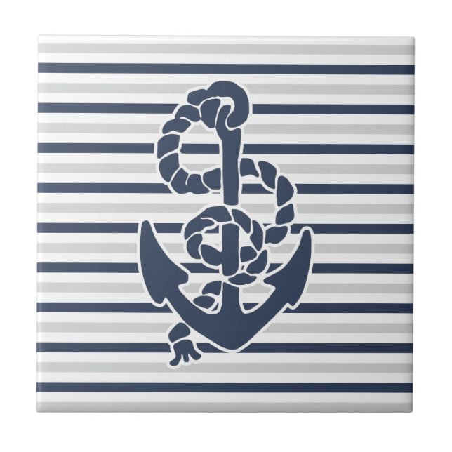Blaue Anchor Weißgraue Streifen Fliese (Vorderseite)