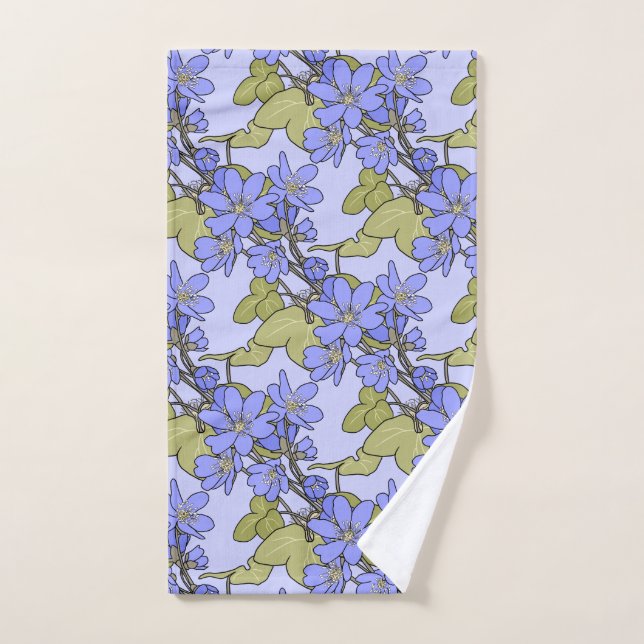 Blaue Anemone Badhandtuch Set (Handtuch)