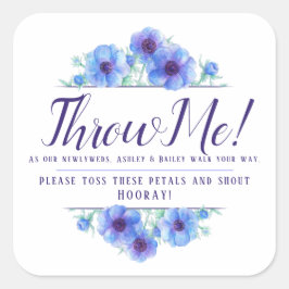 Blaue Anemone Blume Hochzeit werfen mir Blätter Quadratischer Aufkleber