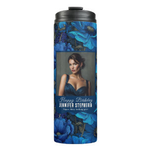 Blaue Anemonen Blumen Erwachsener Geburtstag Indiv Thermosbecher
