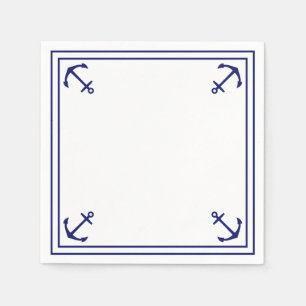 Blaue Anker auf Weiß anpassbarer Cocktail Serviette