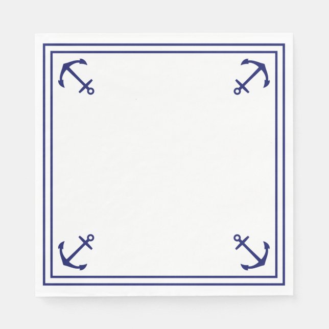 Blaue Anker auf Weiß Serviette (Vorderseite)