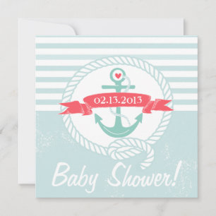 Blaue Anker-Banner-Nautische Babyparty-Einladung Einladung
