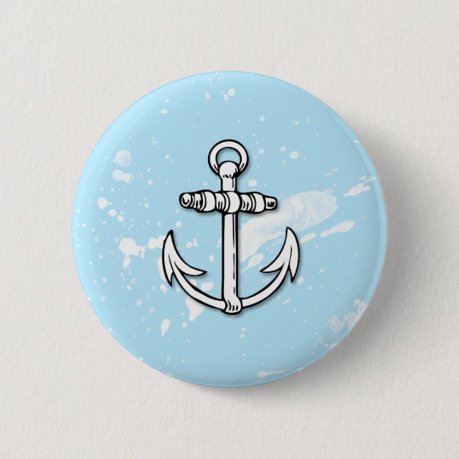 Blaue Anker-Farben-Spritzer - Knopf Button (Vorderseite)