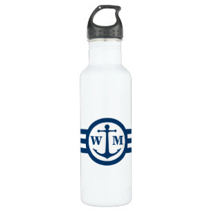 Blaue Anker-Monogramm-Wasser-Flasche Trinkflasche