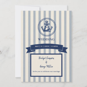 blaue Anker-Streifen maritime Hochzeit am Traumzie Einladung
