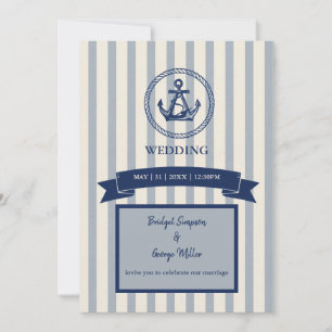 blaue Anker-Streifen maritime Hochzeit am Traumzie Einladung